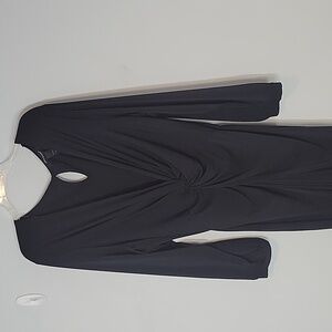 Ashley Stewart black twist V-neck jumpsuit long sleeves